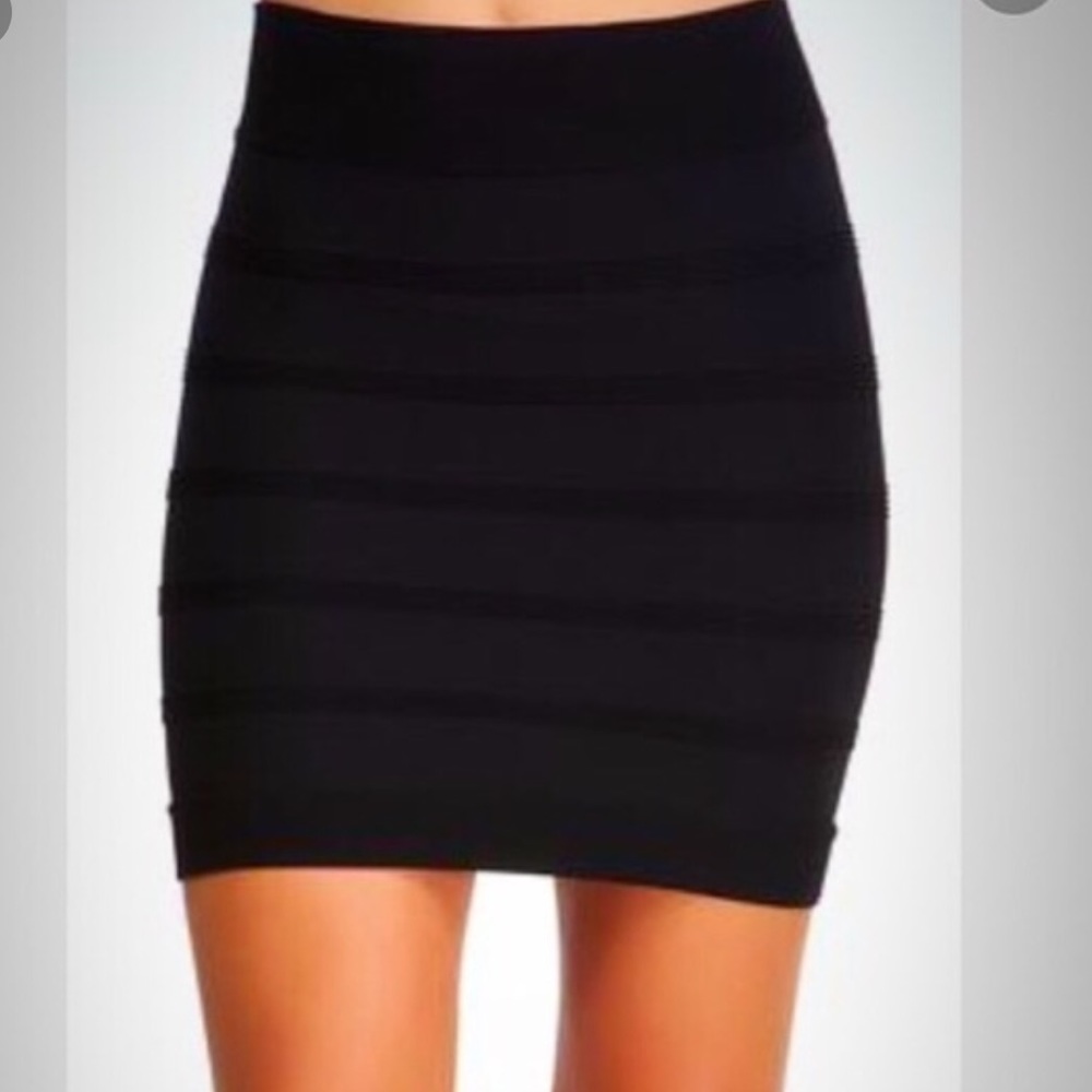 Black bandage mini skirt with steel grey zipper